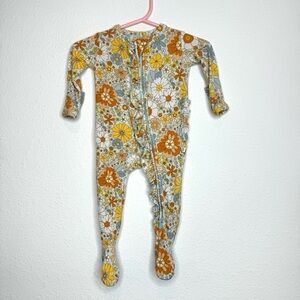 Posh Peanut floral Orange and Yellow Footie bodysuit onesie One Piece